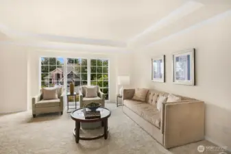With south facing windows the living room enjoys natureal light all day long.