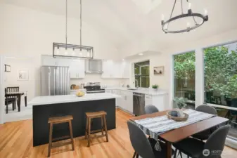 The open plan kitchen has plenty of space to have an additional eating area.