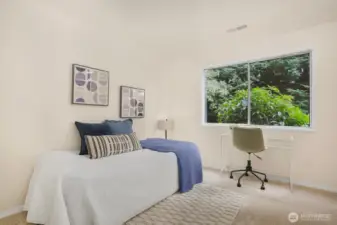The Fourth Bedroom is plenty big enough for a queen sized bed.  With the 3/4 bath adjacent, it is perfect as guest quarter, an office or multigenerational set up.