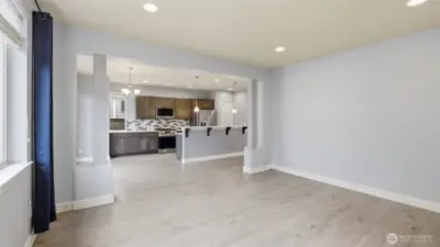 Living room view to kitchen