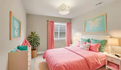 VIRTUALLY STAGED: Bedroom #2 upstairs