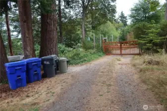 Entrance to steps/pathway to property. Turn left after garbage cans.