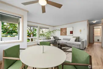 Dining Space has brand-new Ceiling Fan with Remote.