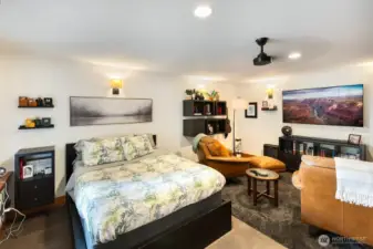 Lower Level Bedroom with 2 closets or use as a movie room, guests or hobbies.