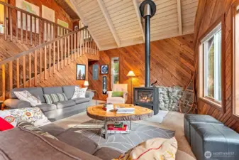 Cozy living room with propane fireplace