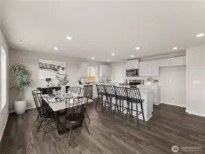 Vinyl flooring throughout the downstairs.