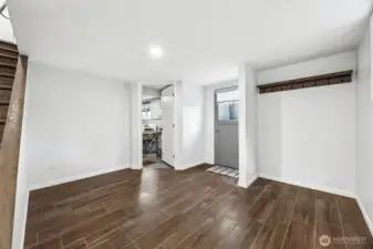 Exterior access to basement with another office nook and mudroom area and access to 2nd Laundry room.