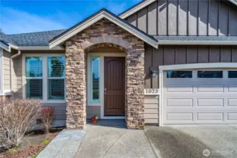 Gabled covered front porch - no steps