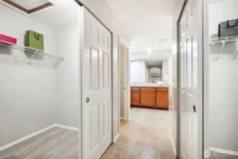 One of two walk-in closets off the primary bedroom.