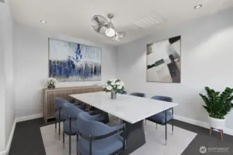 A virtual view of what your dining room COULD look like without the equipment the seller currently has there.