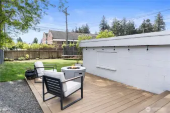 Back patio and huge backyard