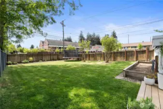 Backyard with planter box