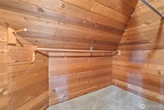 Upstairs bedroom features large walk-in closet