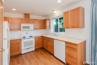 Well appointed kitchen with updated laminate floors
