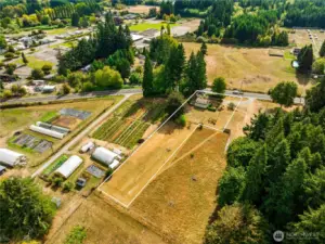 Level full acre lot, the boundary line are approximate but pretty close.