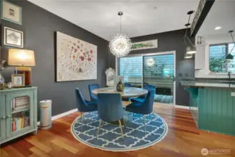 Perfect setting for dinner parties with a slider that opens directly to the private patio.