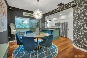 Entertaining is easy with the kitchen open to the dining area.