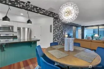 Open sightlines to the living room and kitchen