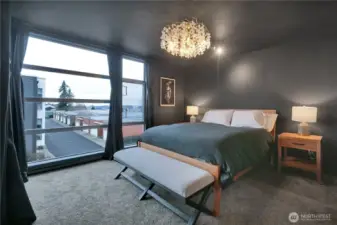 Peaceful primary retreat with city and Sound views.