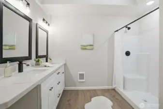 Generous shower with seating