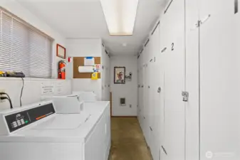 Convenient common laundry with brand-new washer and dryer, plus each unit includes its own private storage room.