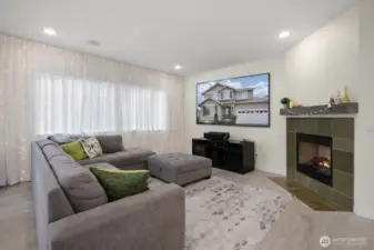 Living room with a surrounding sound system