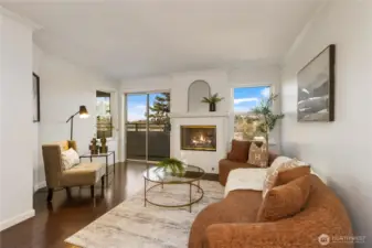 Cozy living room with most stunning PNW sunset views.