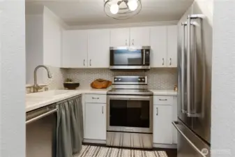 Updated stainless steel appliances.