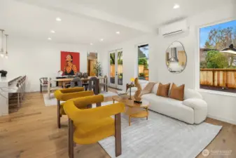 Spacious main floor kitchen, living & dining area