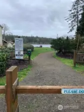 Entrance to the community park on Lake Loomis, just a short distance from the house.