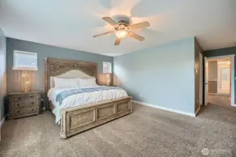 Master suite entrance door opens to loft and the huge walk in closet
