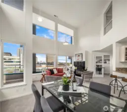 Lots of natural lighting with the high ceilings and large windows.