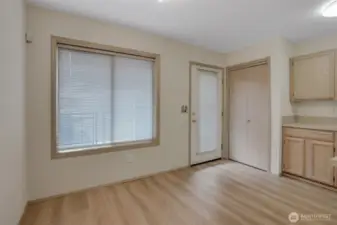 Good size pantry closet for extra storage space.