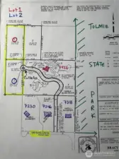 MAP - Showing Lots 1 & 3, Private Rd & Culdesac, Tolmie State Park