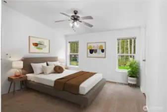 Primary bedroom virtually staged