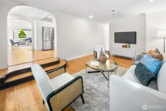 Versatile second living room offers additional space for gatherings, a playroom, media room, or home office.
