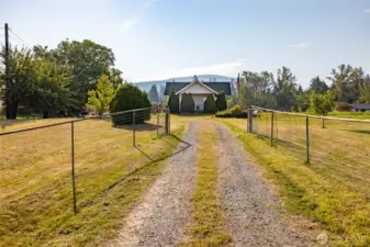 Long private and gated driveway.