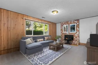 Virtually staged lower level family room