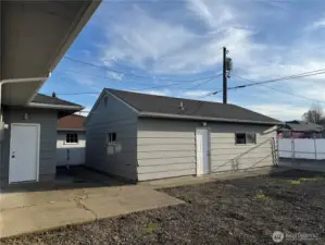 exterior door for single car garage and dbl car garage in back