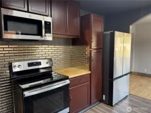 Kitchen, newer range and microhood