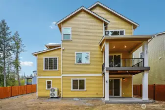 Large, fenced yard.  Large patio and deck on rear of home