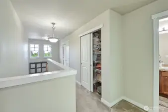Looking towards the front of the house, with the primary on the right.