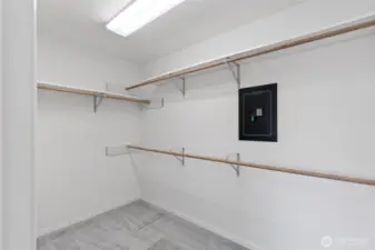 Large primary closet with in wall safe.