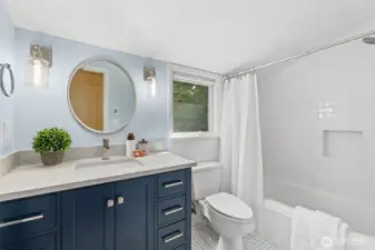 Upstairs remodeled bath.