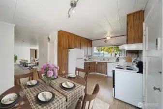 Dining area, virtually staged.