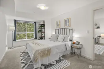 Bedroom overlooking the private courtyard.