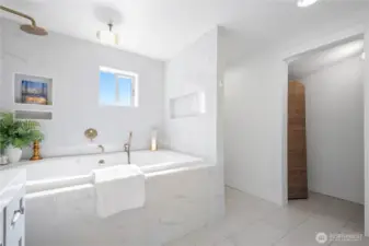 Soaking Tub & Waterfall Shower