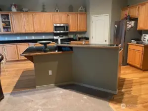 View of kitchen from living area
