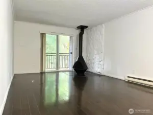 Balcony overlooking lush woods