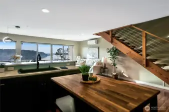 Stay connected with guests while in the kitchen.